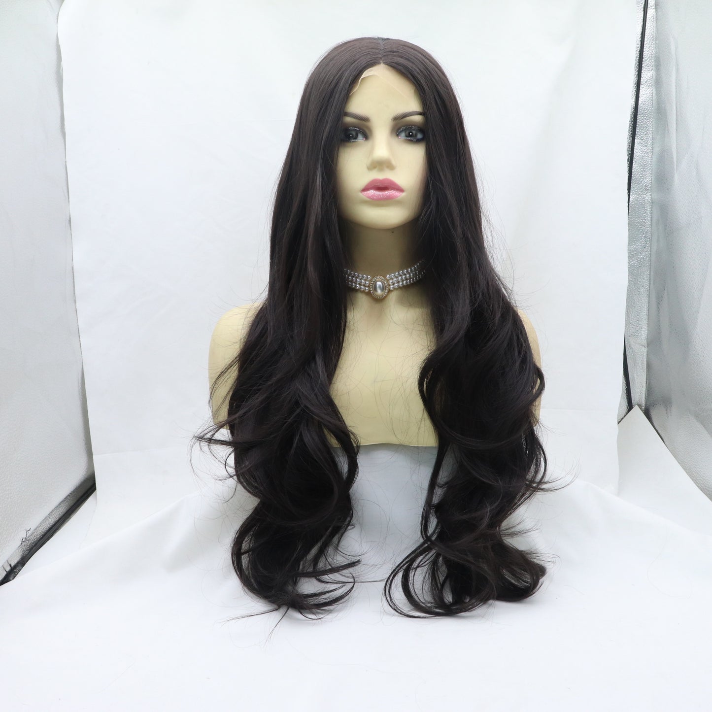 Fiber Black Brown Curly Comfortable Rose Wig Long Curls