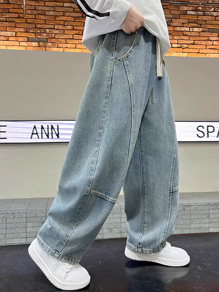 Children's Big Boy Pu Fried Street Sports Spring Children's Pants