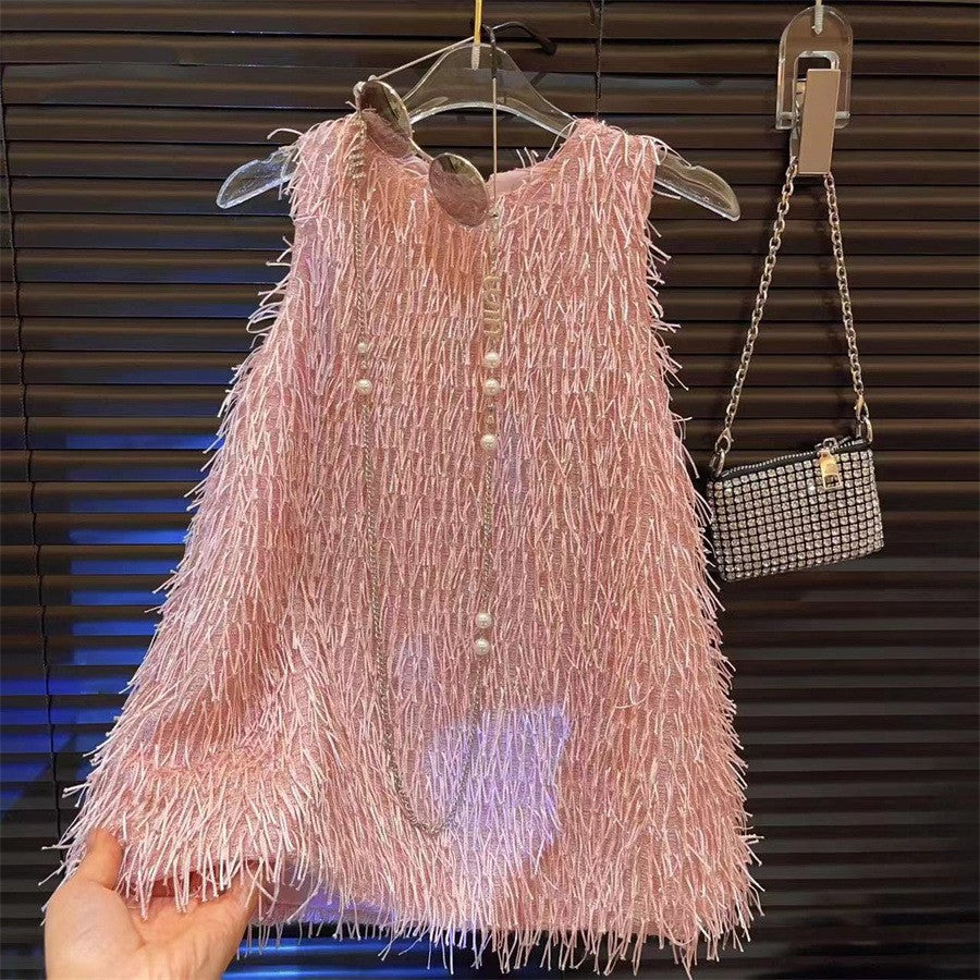 Summer Princess Classic Style Tassel Round Neck Vest Children's Dress