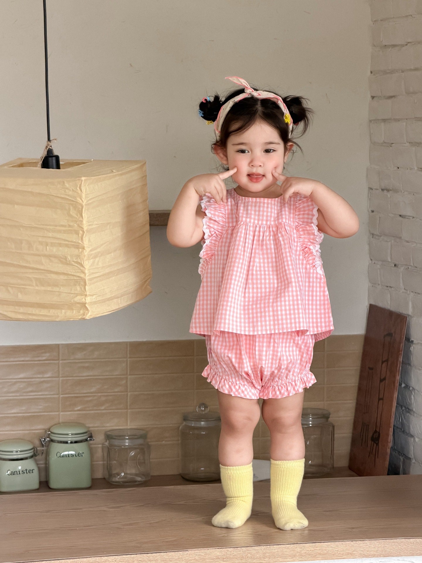 Children's Plaid Summer Thin Korean Style Clothing Children's Suit
