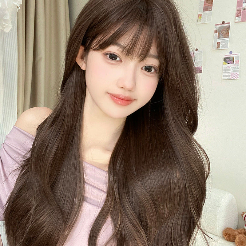 Women's Hair Natural Cold Brown Big Wave Curly Wig Long Curls