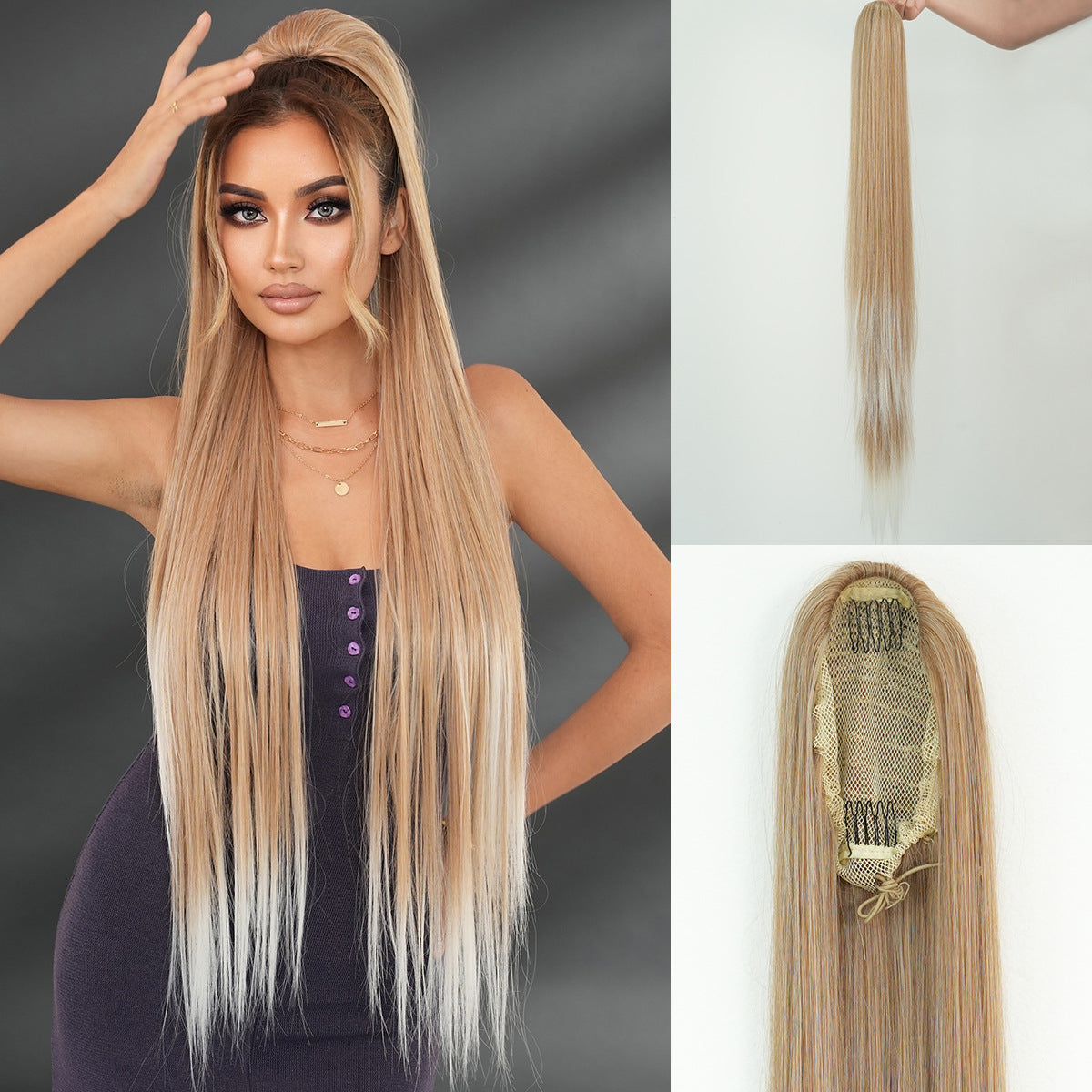 Drawstring Net Pocket Elastic Fashion Soft Hair Extension Wig Ponytail