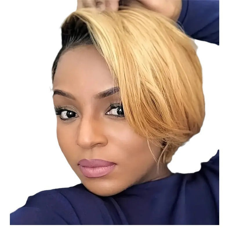 Split Bangs Fashion Front Lace Chemical Wig Short Curly Hair