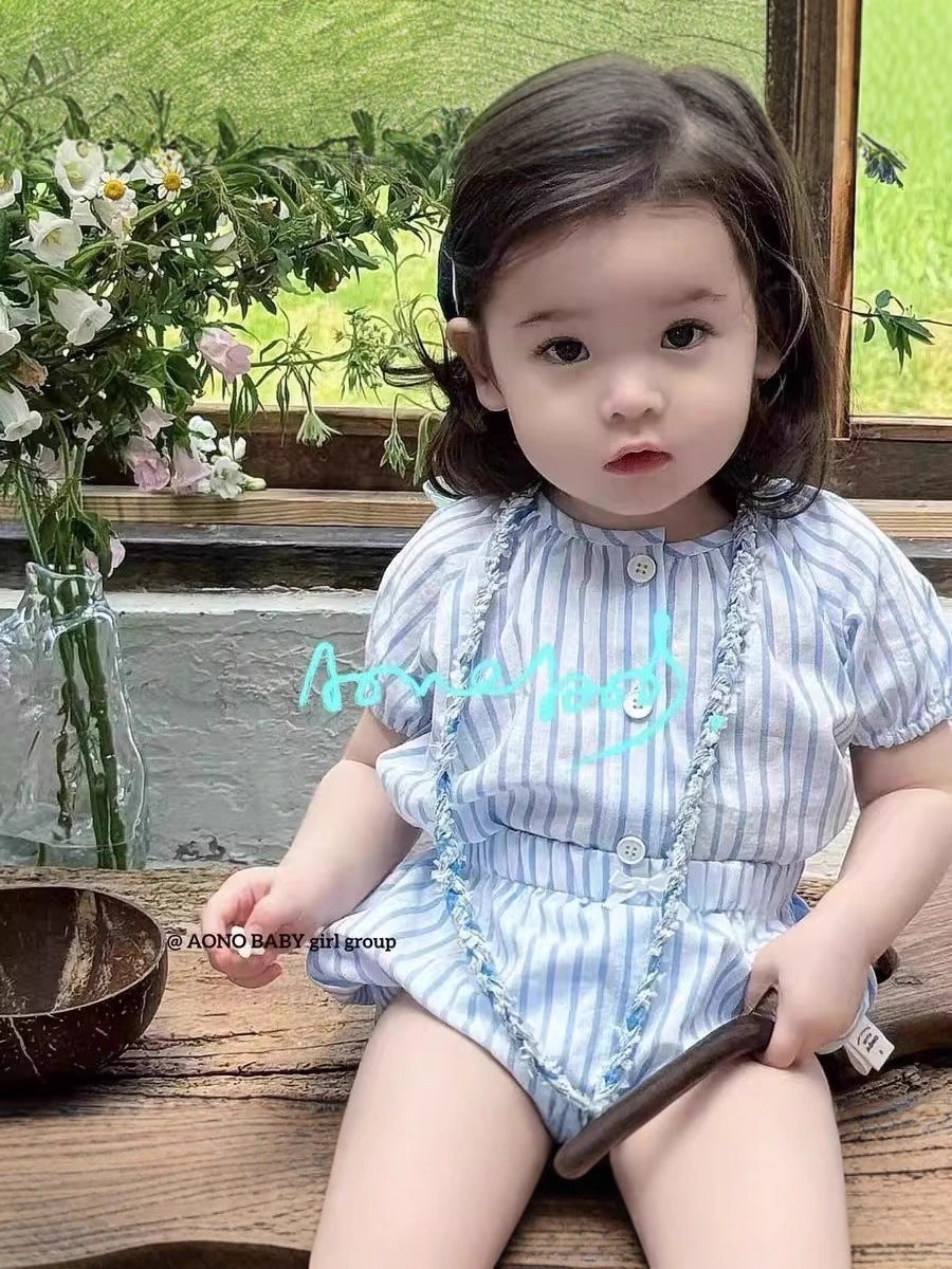 T-shirt Pants Summer Cartoon Pure Cotton Dress Thin Versatile Children's Suit