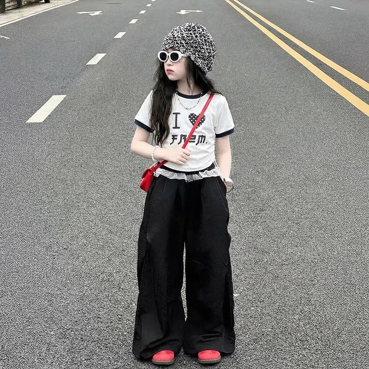 Children's Two-piece Dress Teens Short Sleeve Summer Thin Loose Casual Children's Suit