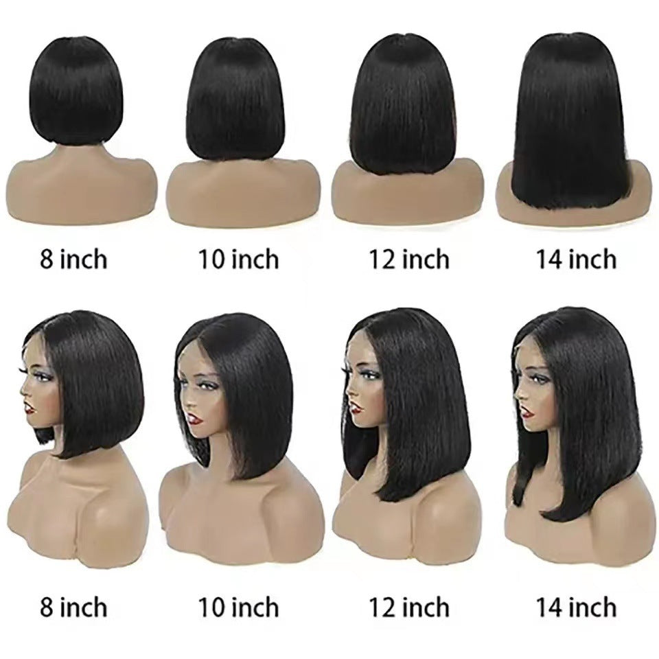 Durable Versatile Lace Bob Sheath Front Wig Short Straight Hair