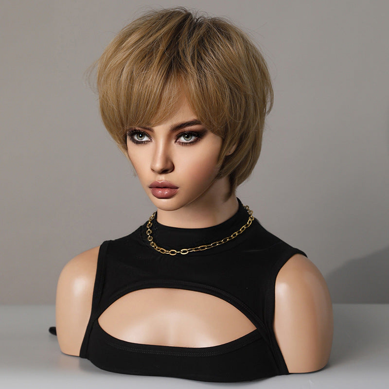 Women's Neutral Full Top Pullover Chemical Fiber Wig Short Curly Hair