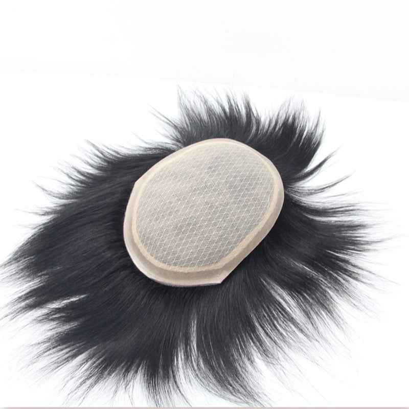 Men's Needle Real Hair Hairpiece Piece Lightweight Breathable Biological Scalp Men's Wig