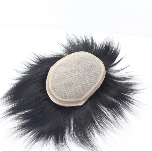 Men's Needle Real Hair Hairpiece Piece Lightweight Breathable Biological Scalp Men's Wig