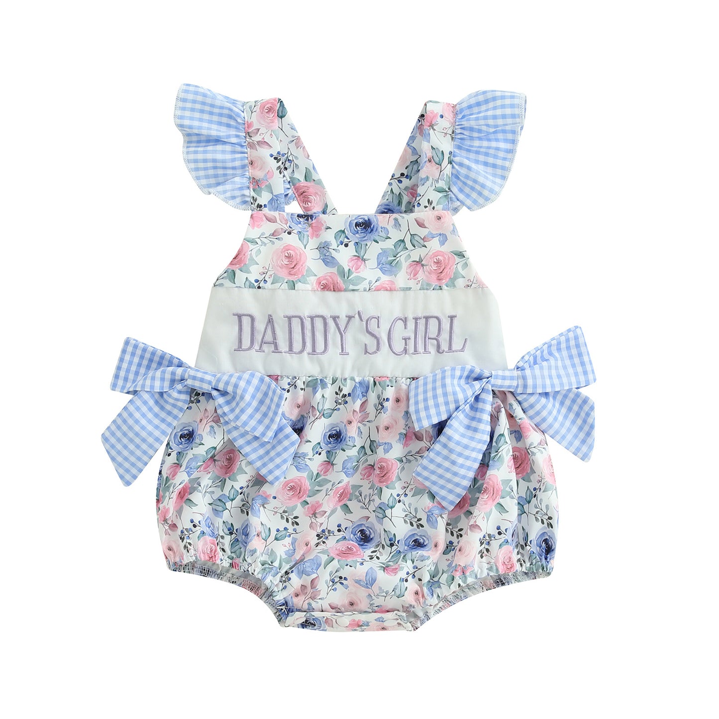 Children's Summer Flying Sleeve Jumpsuit Romper Floral Jumpsuit, Climbing Suit