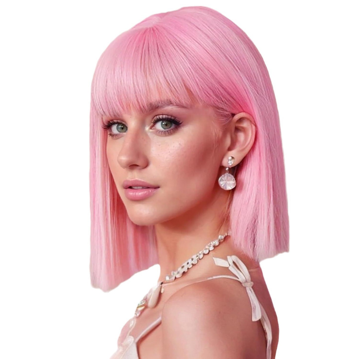 Women's Bangs Fiber Head Cover Optional Wig Short Straight Hair