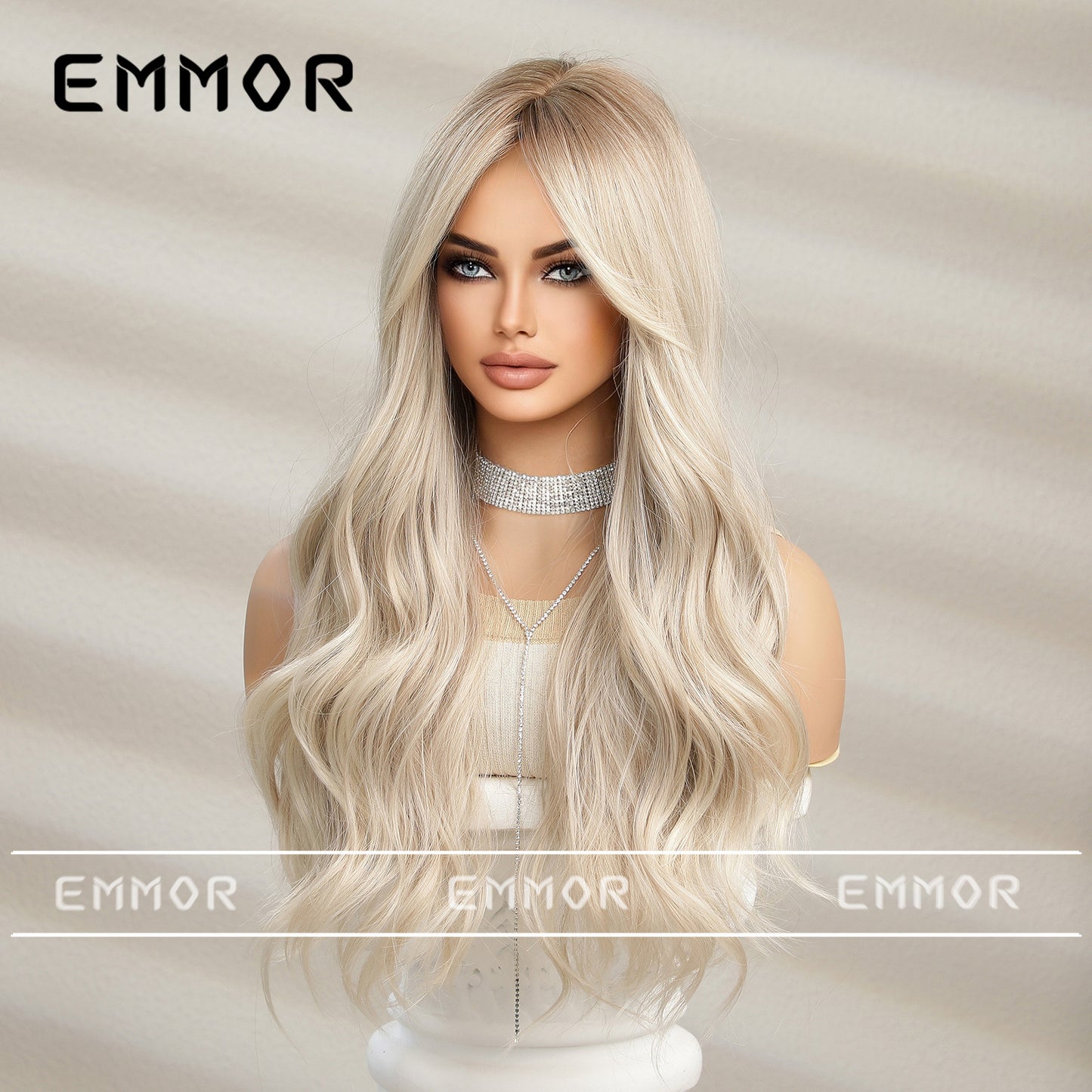Gold Color Female Curly Hair Natural Fashion Big Wig Long Curls