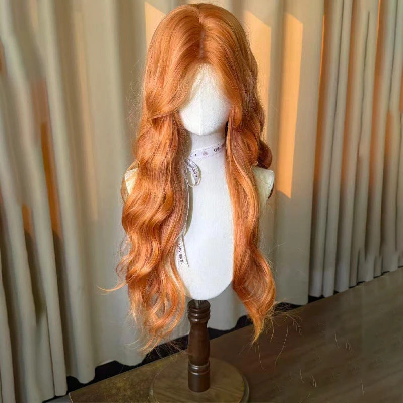 Caramel Warm Sun Orange Natural Simulation Hair Wig Long Curls