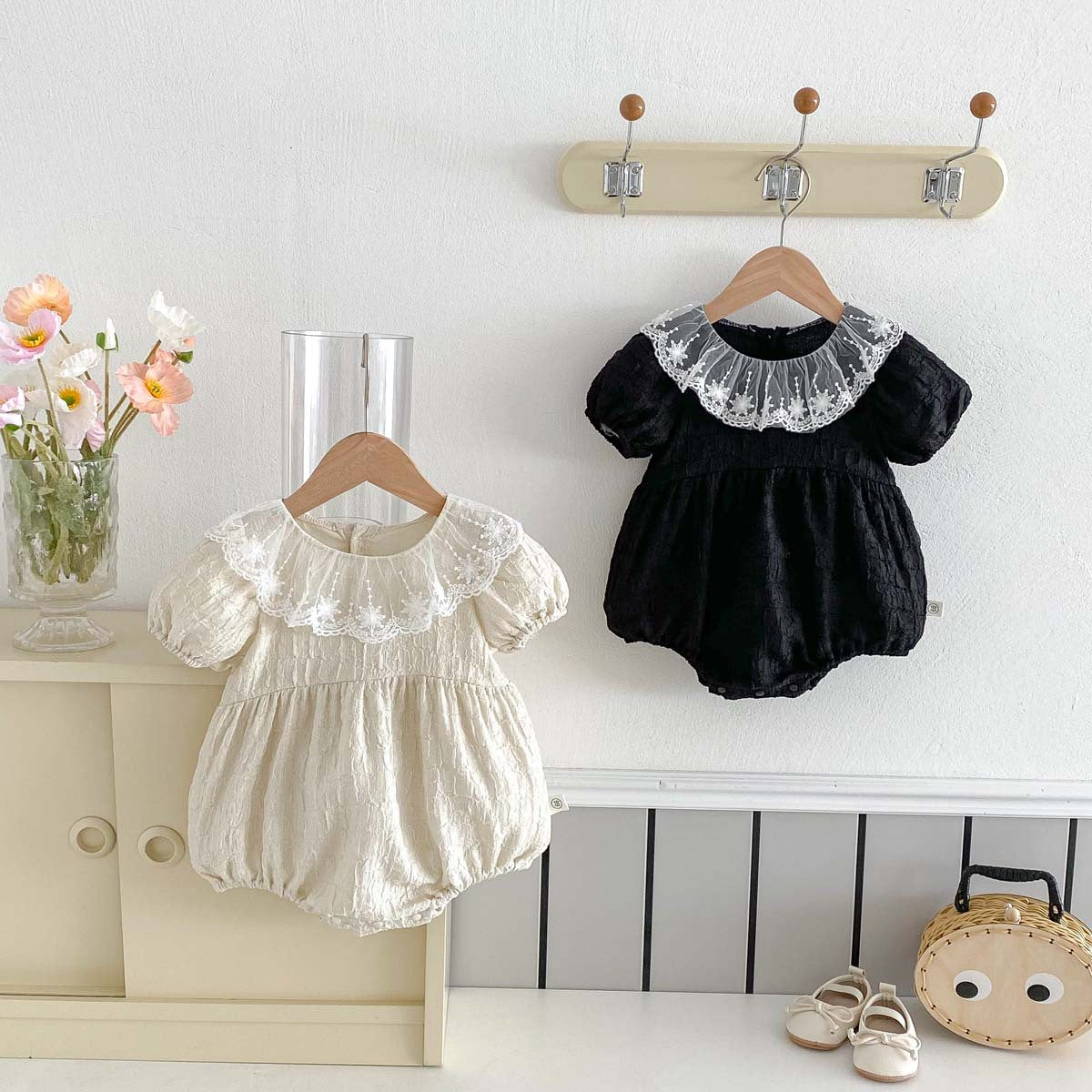 Style Western Summer Short Sleeve Jumpsuit Lace Peter Pan Collar Jumpsuit, Climbing Suit
