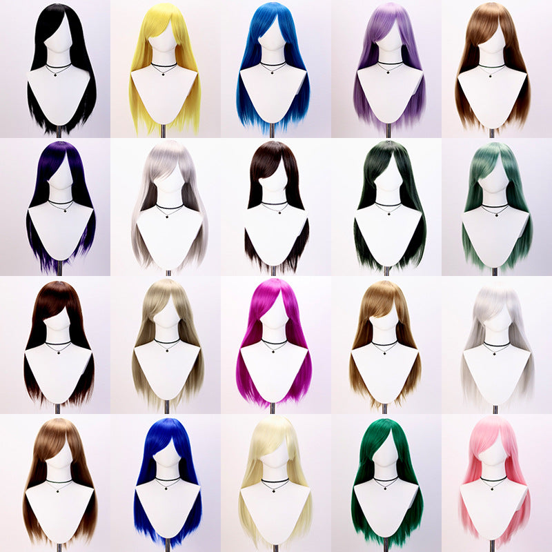 Universal Rose Net Scalp Top Mao Shape Long Bangs Straight Cos Wig