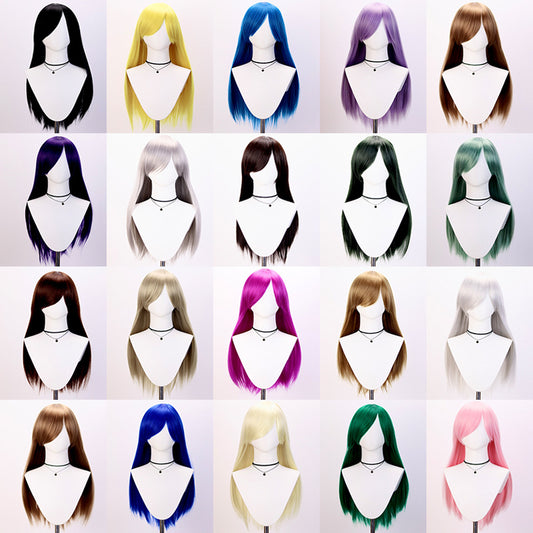Universal Rose Net Scalp Top Mao Shape Long Bangs Straight Cos Wig