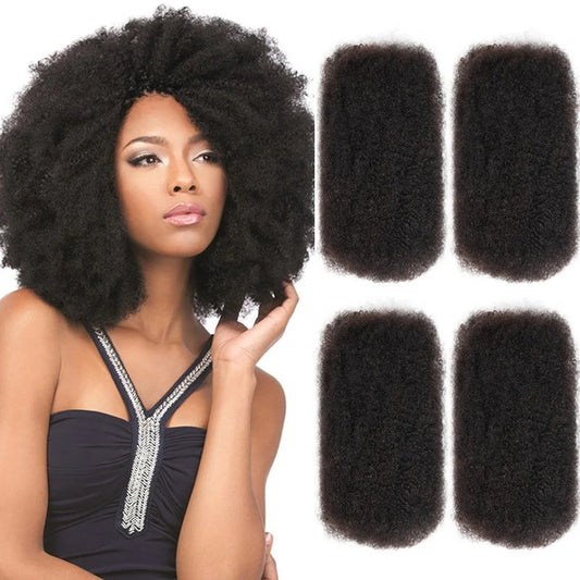 Kinky Bulk Human Medium Brown Color Real Hair Wig