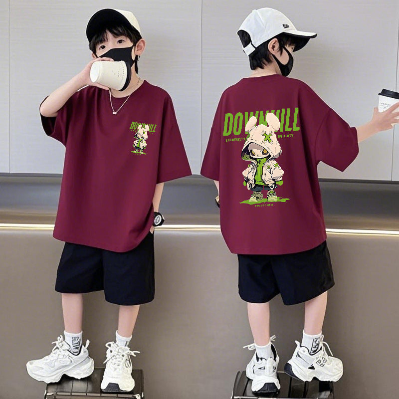 Pants Summer Loose Round Neck Half Cool Handsome Children's Suit
