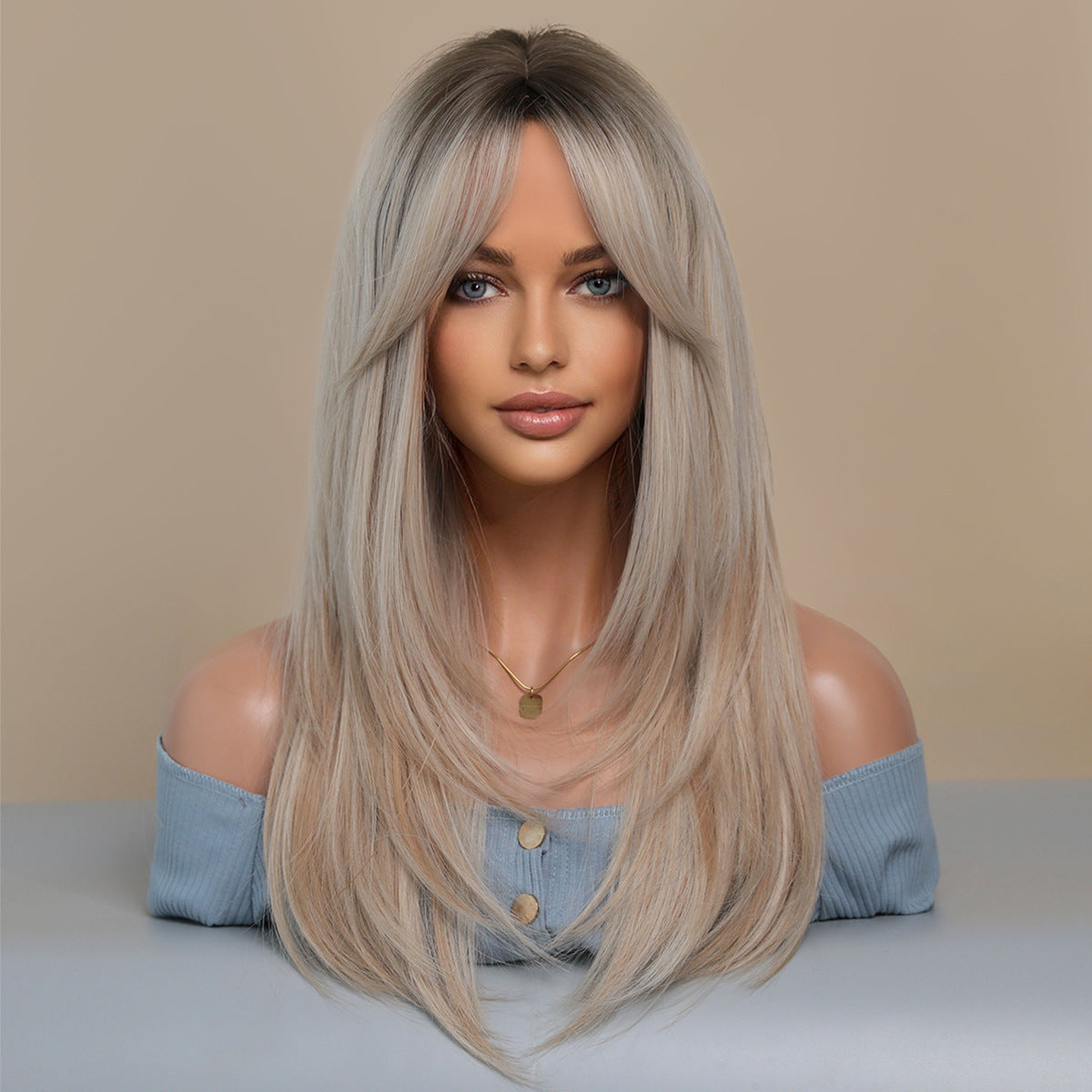 Female Bangs Gradient Long Straight Hair High Quality Natural Other Wig