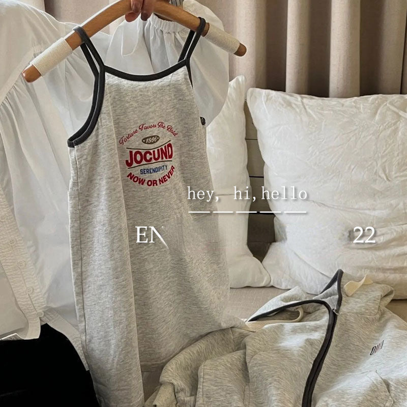 Children's Summer Western Style Letter Printed Suspender Skirt Sleeveless Children's Dress