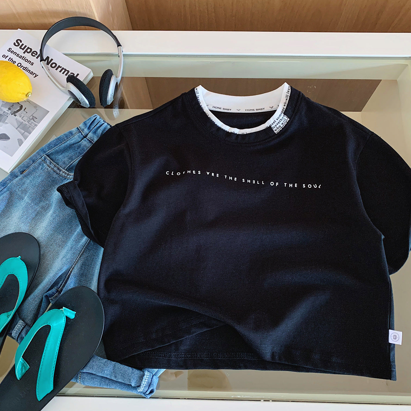 Children's Boy's Short-sleeved Summer Fashion Personalized Double Collar Casual Loose Children's T-shirt