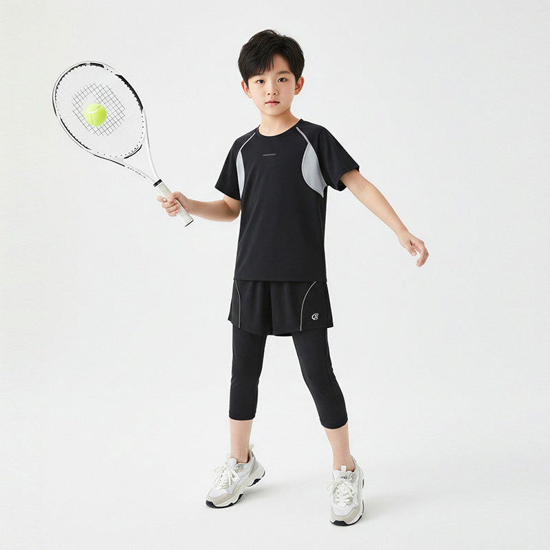 Summer Thin Breathable Class Sports Top Stitching Cool Sense Moisture Children's T-shirt