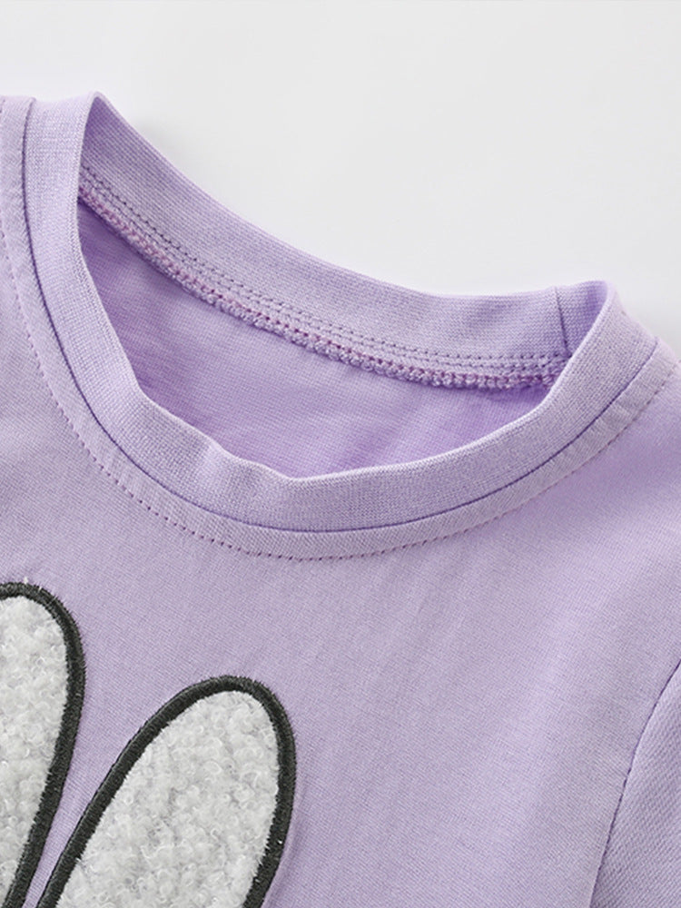 Children's Summer Clothing Short Sleeve Cotton Wooden Ear Pleated Trendy Thin Children's Suit