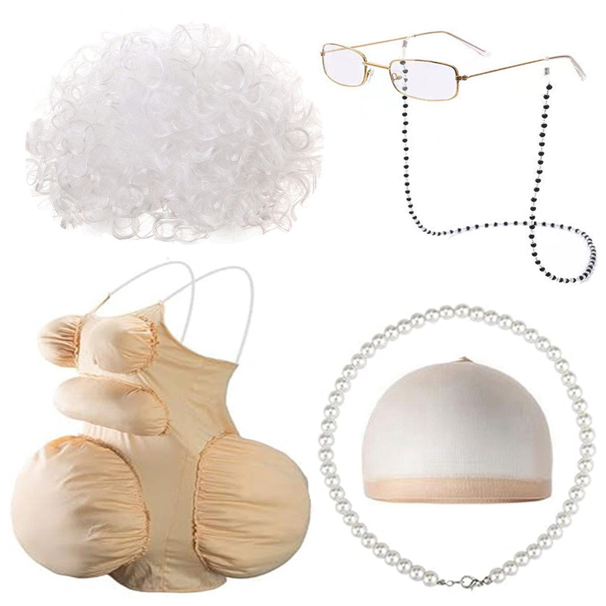 Fake Fat Belly School Day Role Play Dress Cos Wig