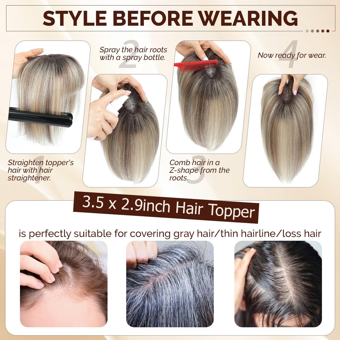Human Supplementing Piece Female Cover Thinning Real Hair Wig