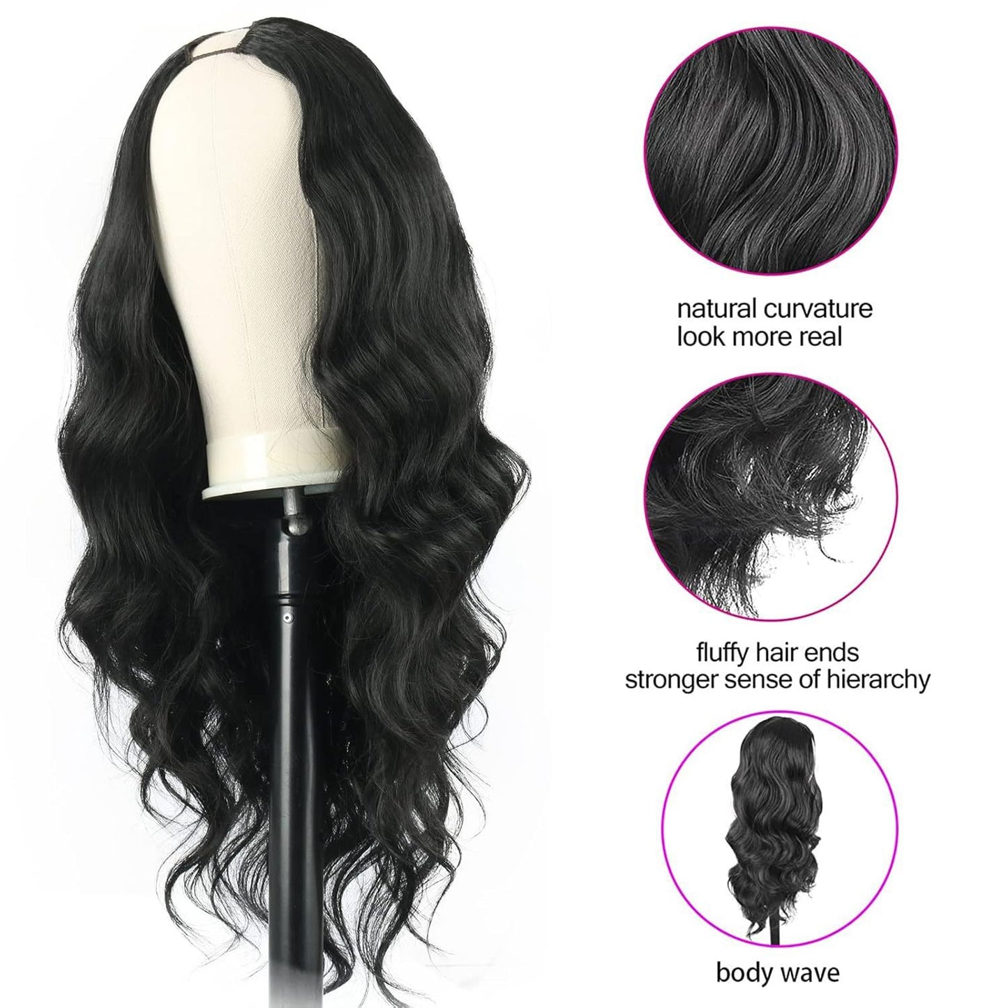 Women's Set Black Long Curly Hair Half Headgear Big Wig