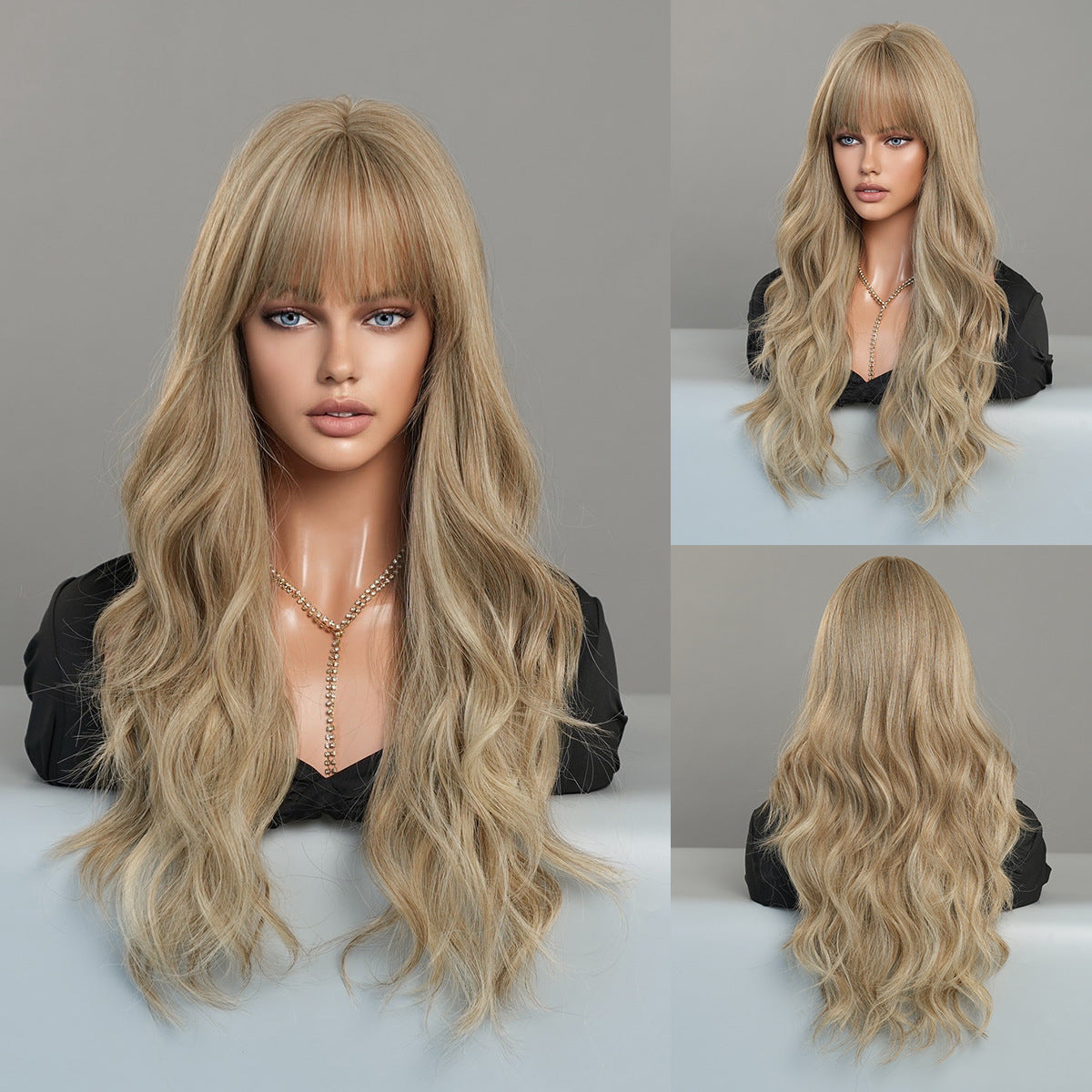 Optional Curly Hair Female Straight Bangs Big Wave Chemical Wig Long Curls