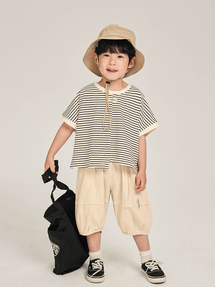 Children's Short-sleeved Summer Striped Half Sleeve Top Children's T-shirt