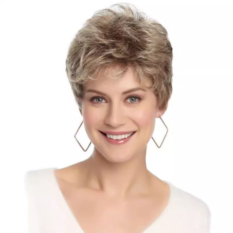 Good Quality Short Hair Lady Sexy Hairstyle White Wig Long Curls
