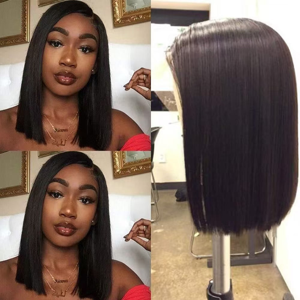 Comfortable Attractive Trendy Front Lace Headgear Wig Short Straight Hair