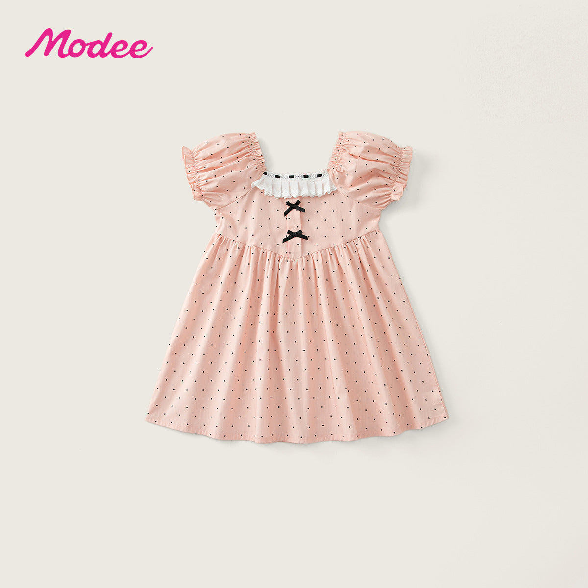 Pink Polka Dot Summer Korean Style Puff Children's Dress