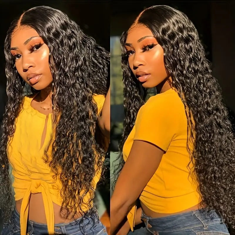 Women's Front Lace Mid-length Curly Hair Big Wave Natural Long Straight Wig