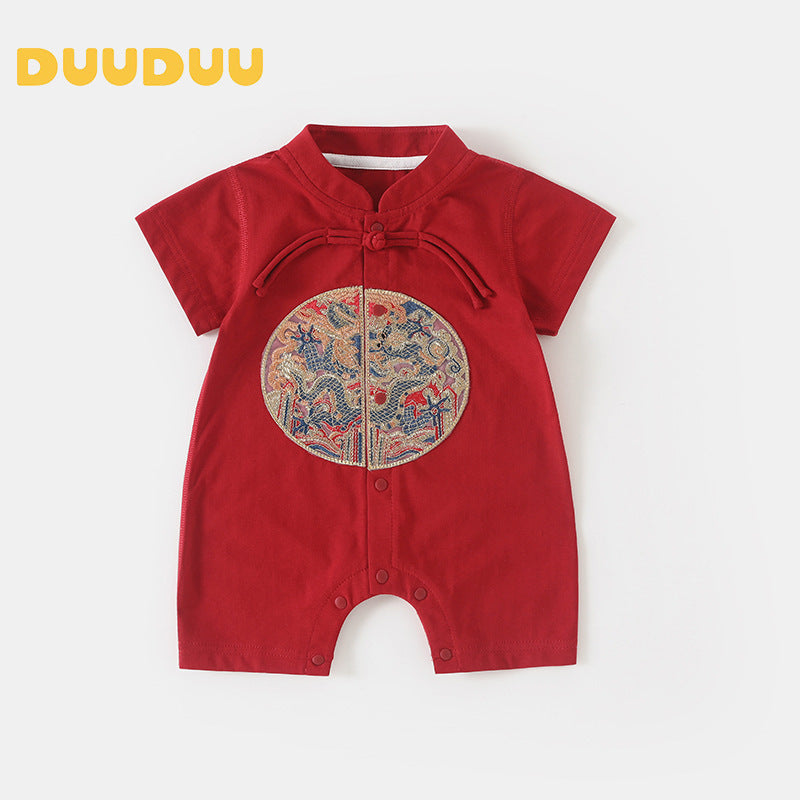 One Month Old Jumpsuit Summer Short Sleeve Thin Romper Jumpsuit, Climbing Suit