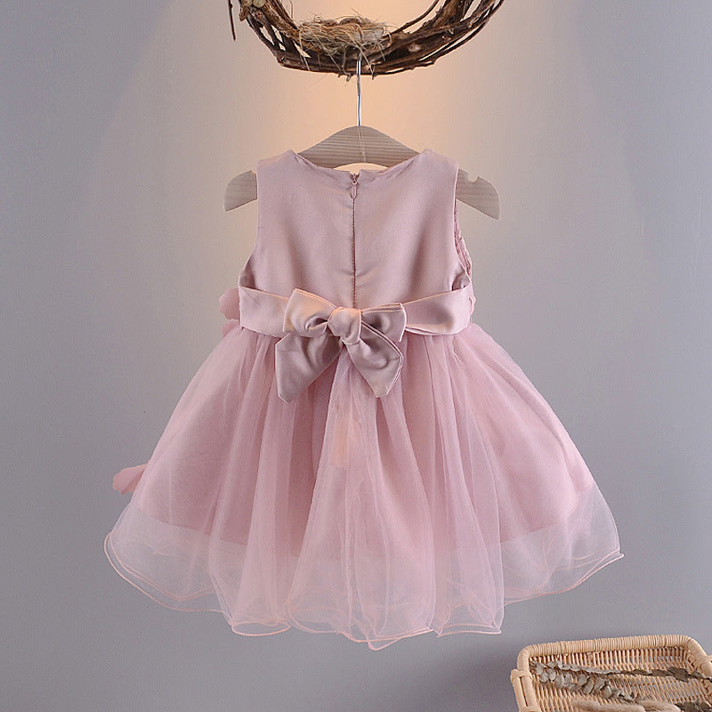 Children's Summer White Princess Puffy Sleeveless Vest Skirt Children's Dress