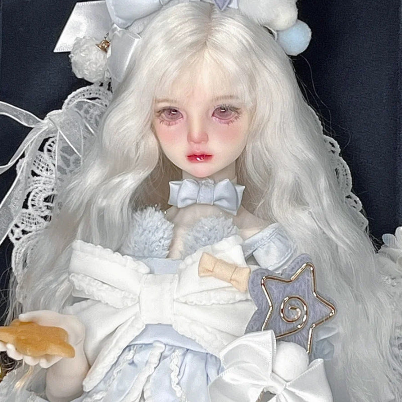 Bluish White Water Ripple Air Fringe Dress Cos Wig