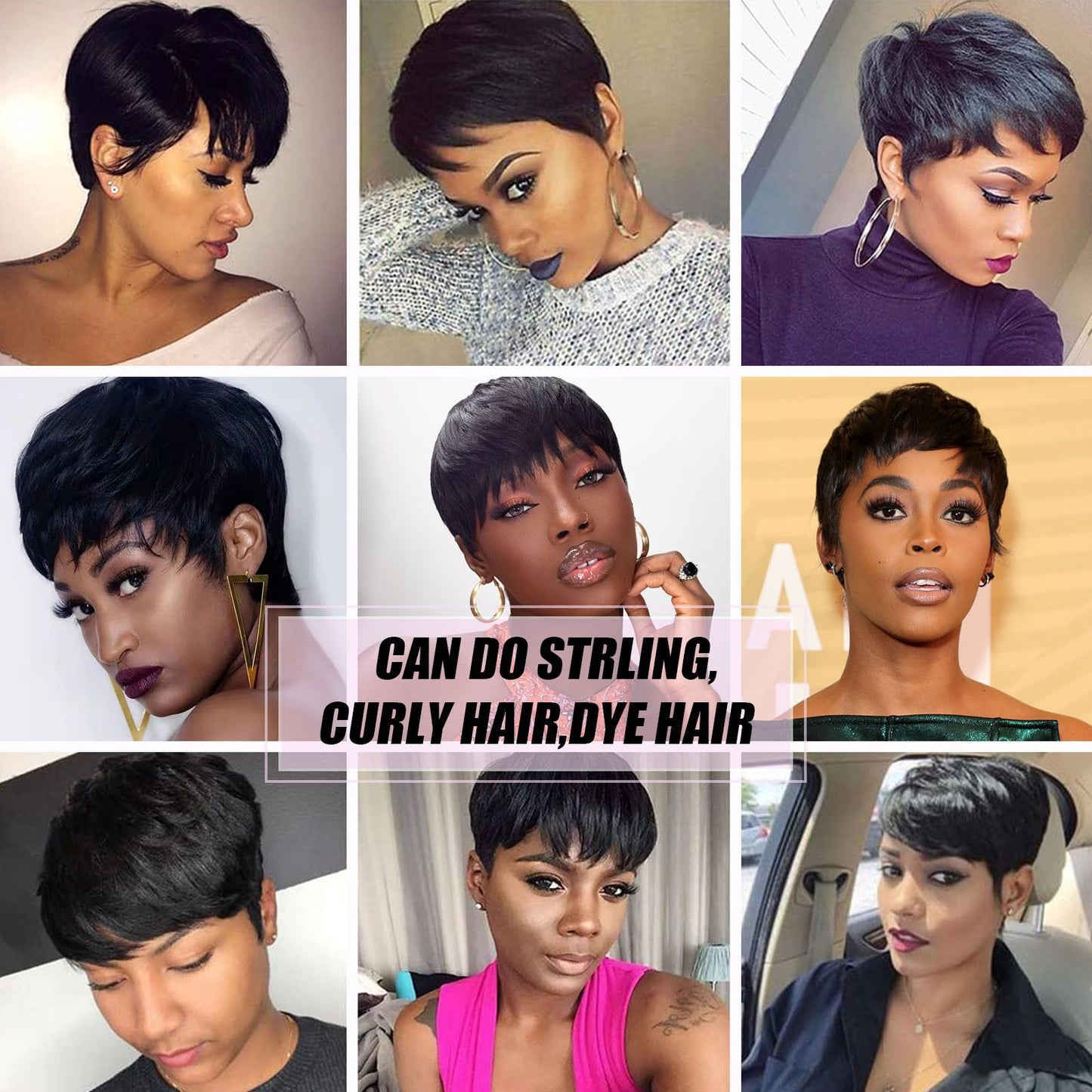 Cool Full Mechanism Human Elf Short Real Hair Wig