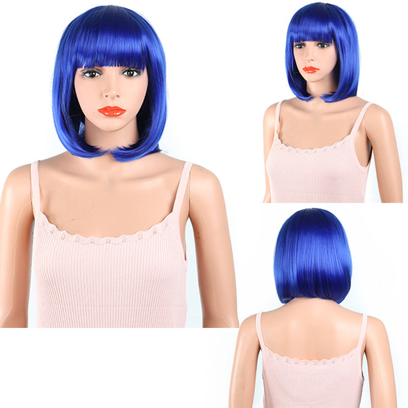 Creative Colorful Cartoon Animation Bangs Wave Wig Short Straight Hair