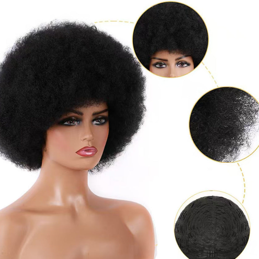 Volume African Qu Afro Human Wigs Front Wig Short Curly Hair