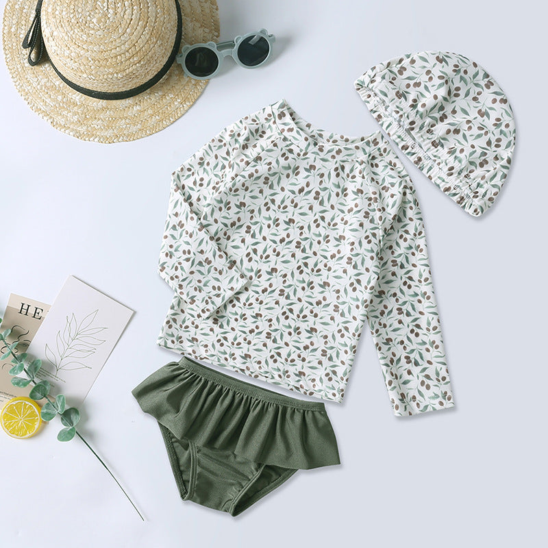 Children's Long-sleeved Sunscreen Split Swimsuit Fashion Swimwear Children's Suit