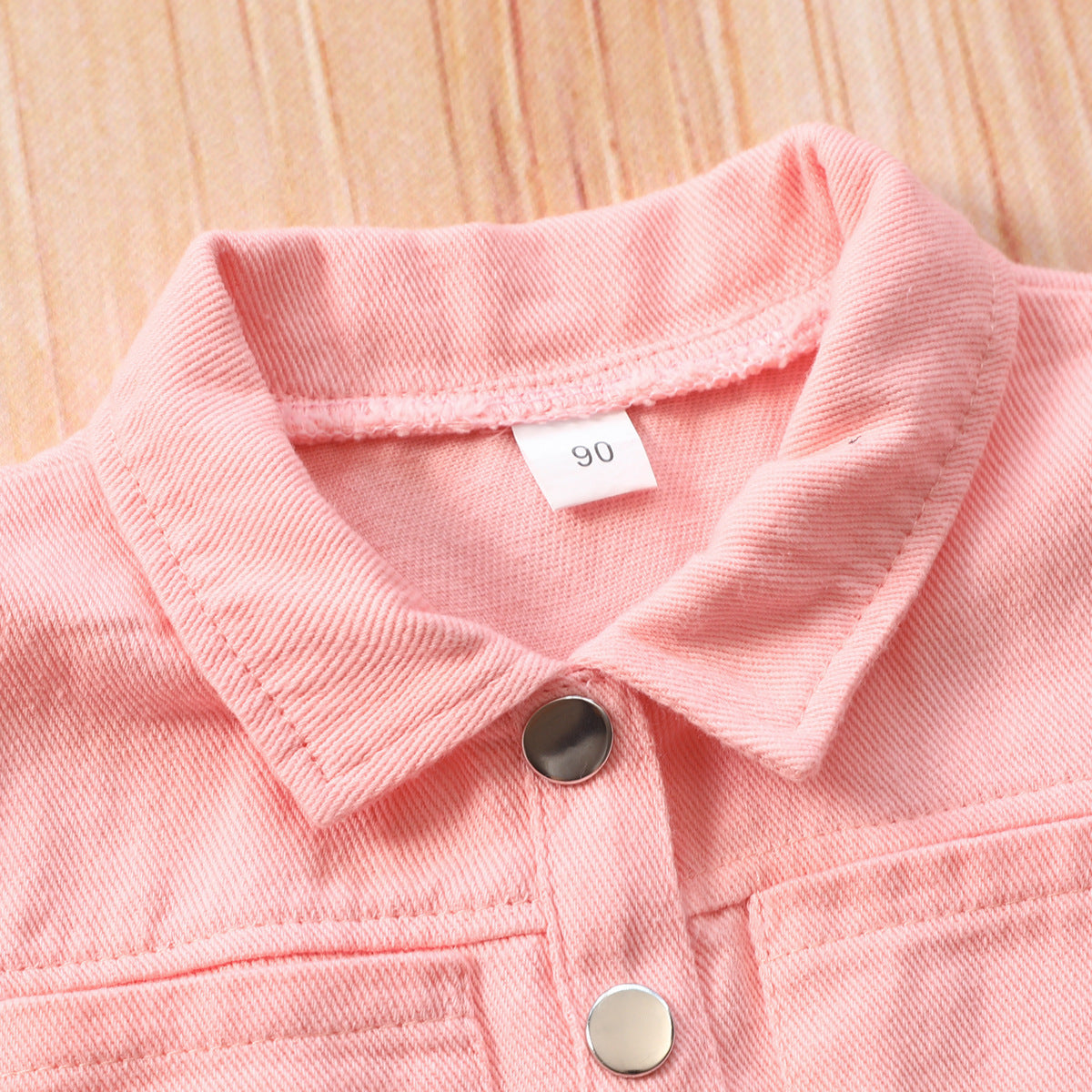 Children's Clothing Summer Young Little Lapel Pink Denim Jumpsuit Children's Pants