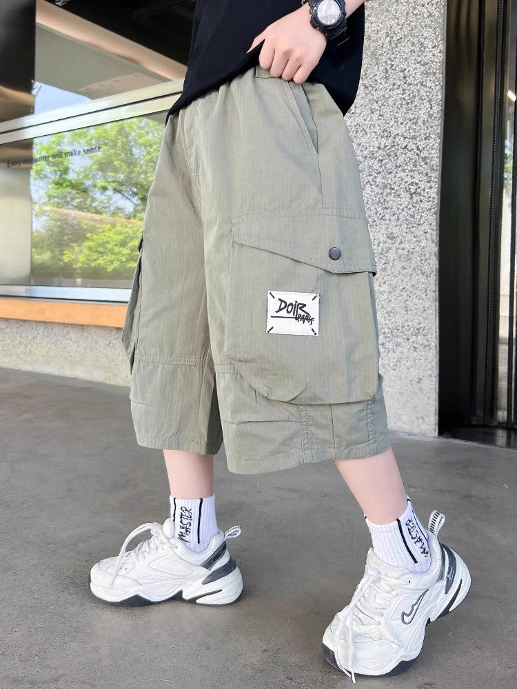 Children's Overalls Cotton Cropped Shorts Medium Large Summer Thin Children's Pants