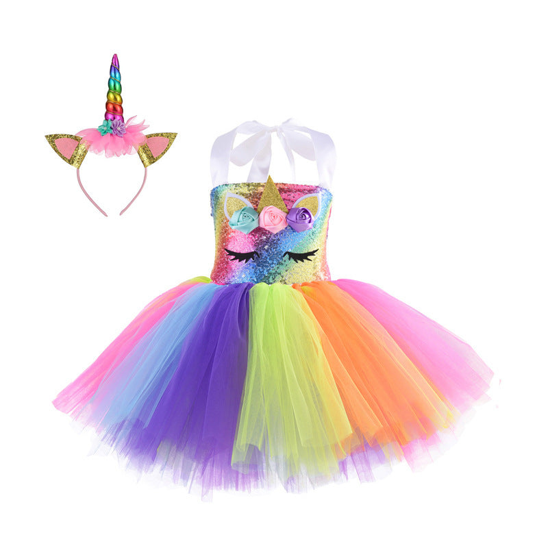 Unicorn Halloween Costume Princess With Lining Children's Dress
