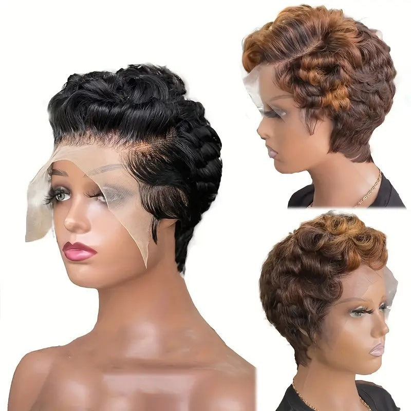 Fashion Super Head Cover African Front Wig Short Curly Hair