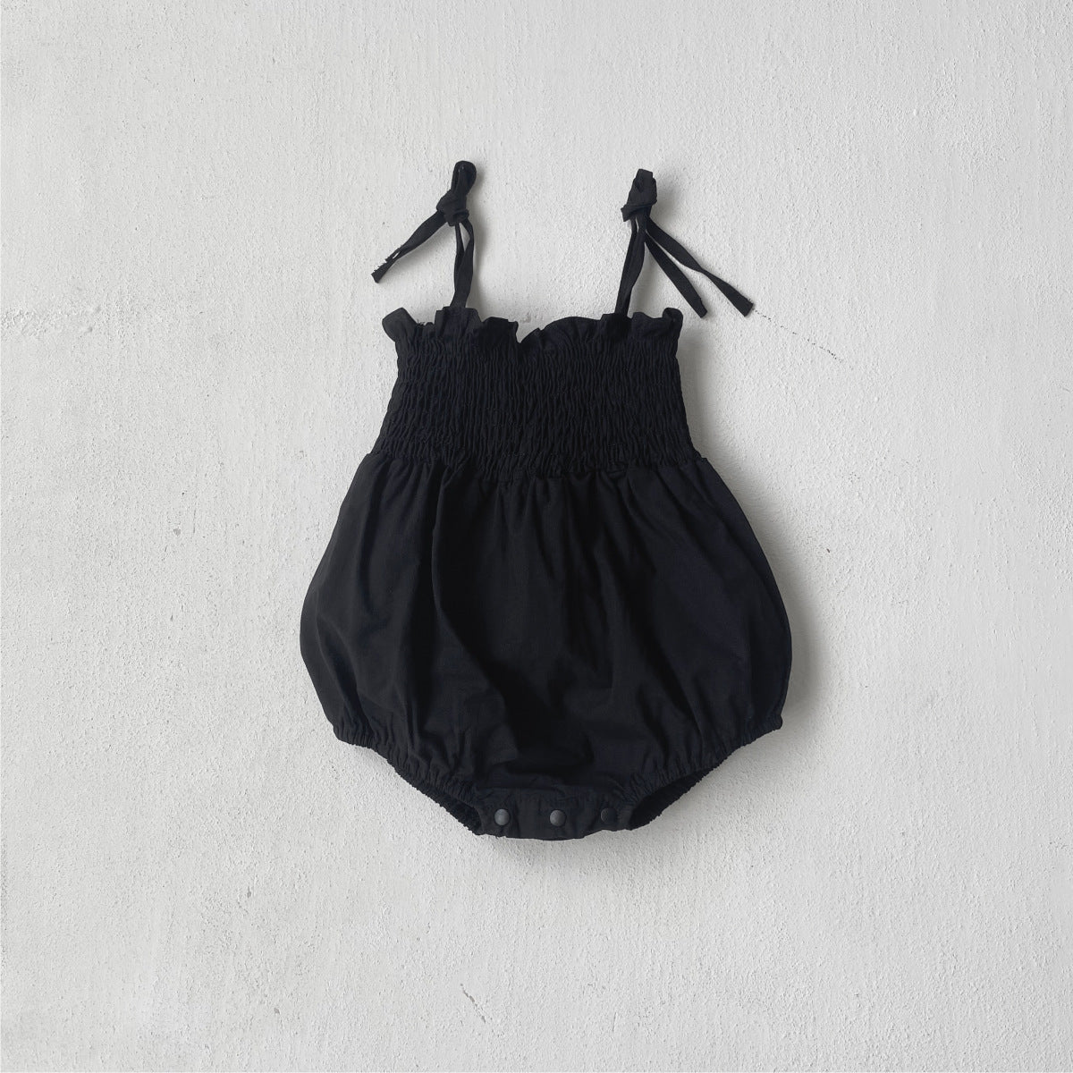 High-grade Black Jumpsuit Smocking Sling Pure Cotton Tied Triangle Jumpsuit, Climbing Suit