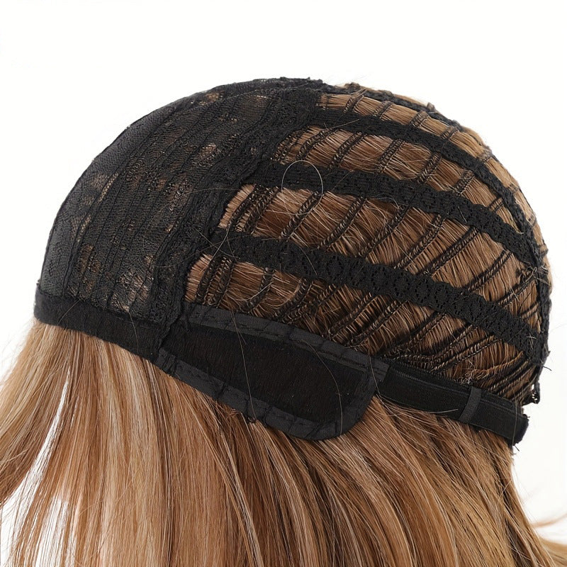 Women's Mixed Color Bangs Head Dyed Light Brown Daily Commuter Wig Short Straight Hair