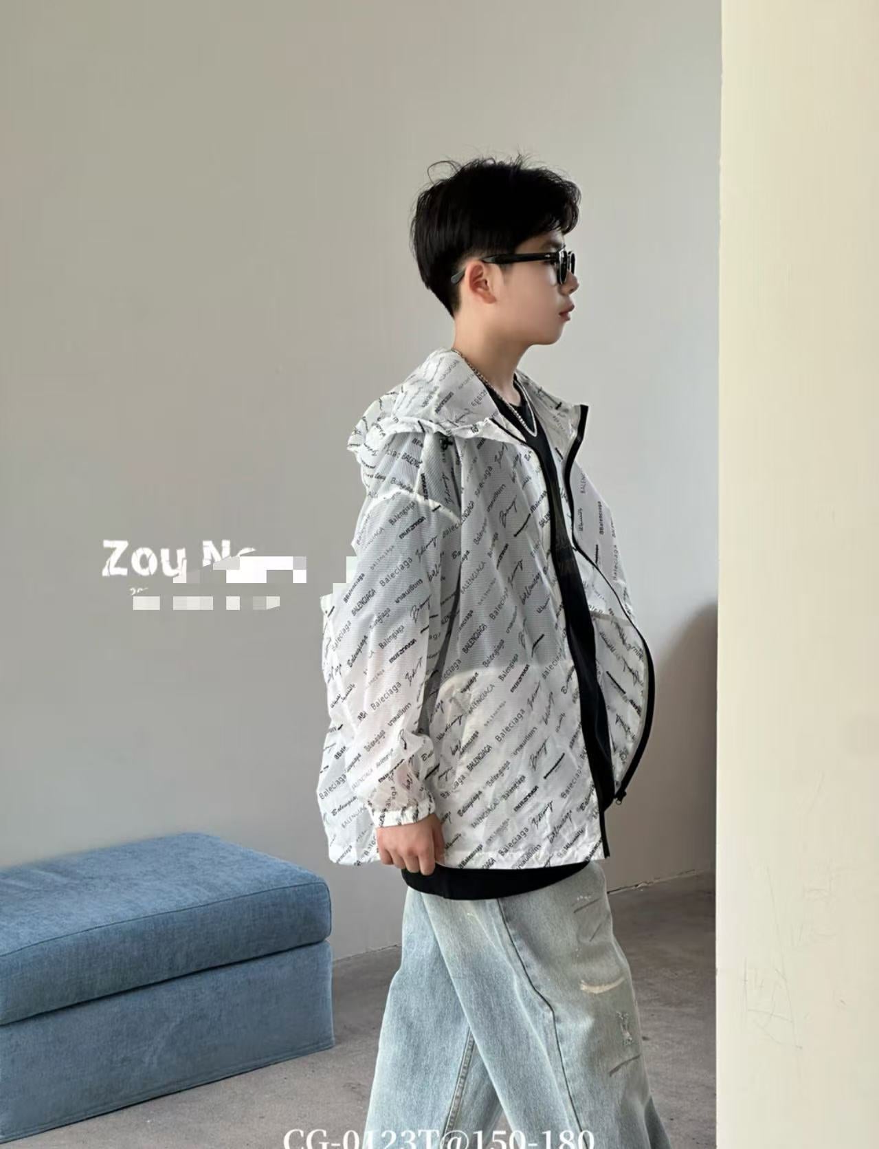 Man Printed Green Little Summer Lightweight Thin Coat No Children's T-shirt
